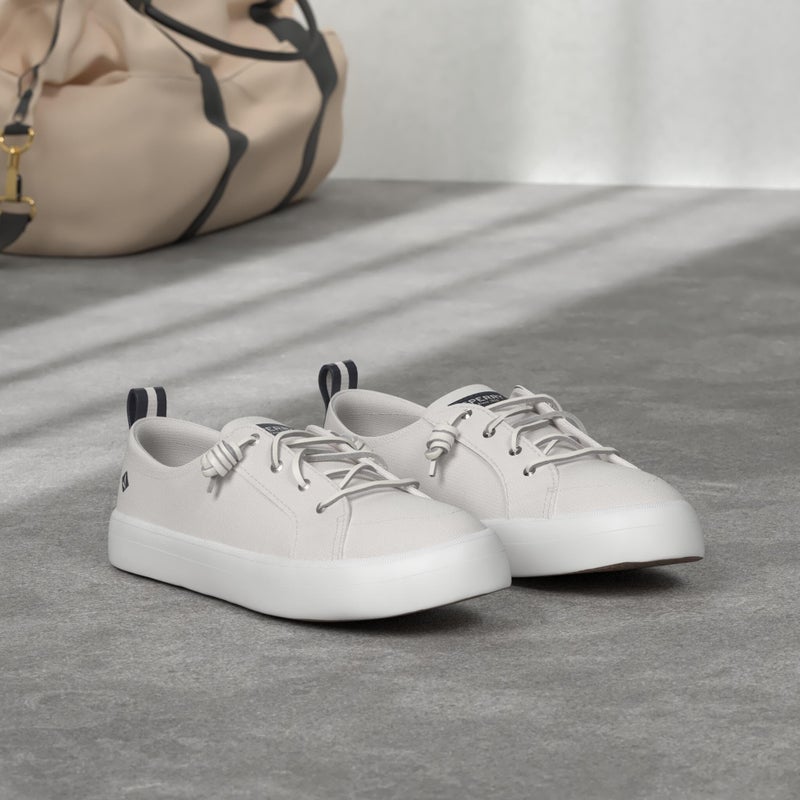 Sperry Womens Crest Vibe Linen Sneaker, White, 9 - Image 1